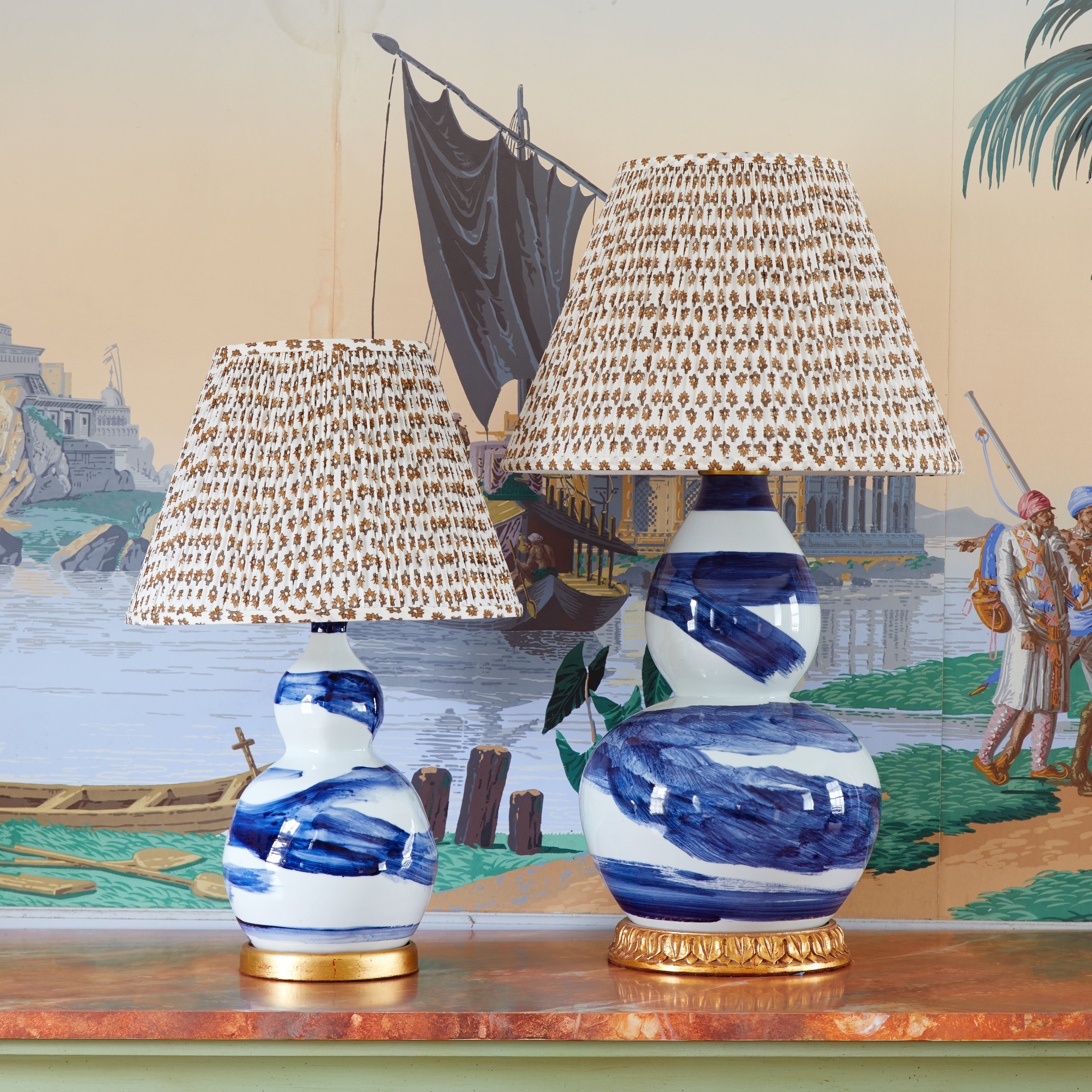 Small Brush Stroke Ceramic Lamp (Blue) – Bunny Williams Home