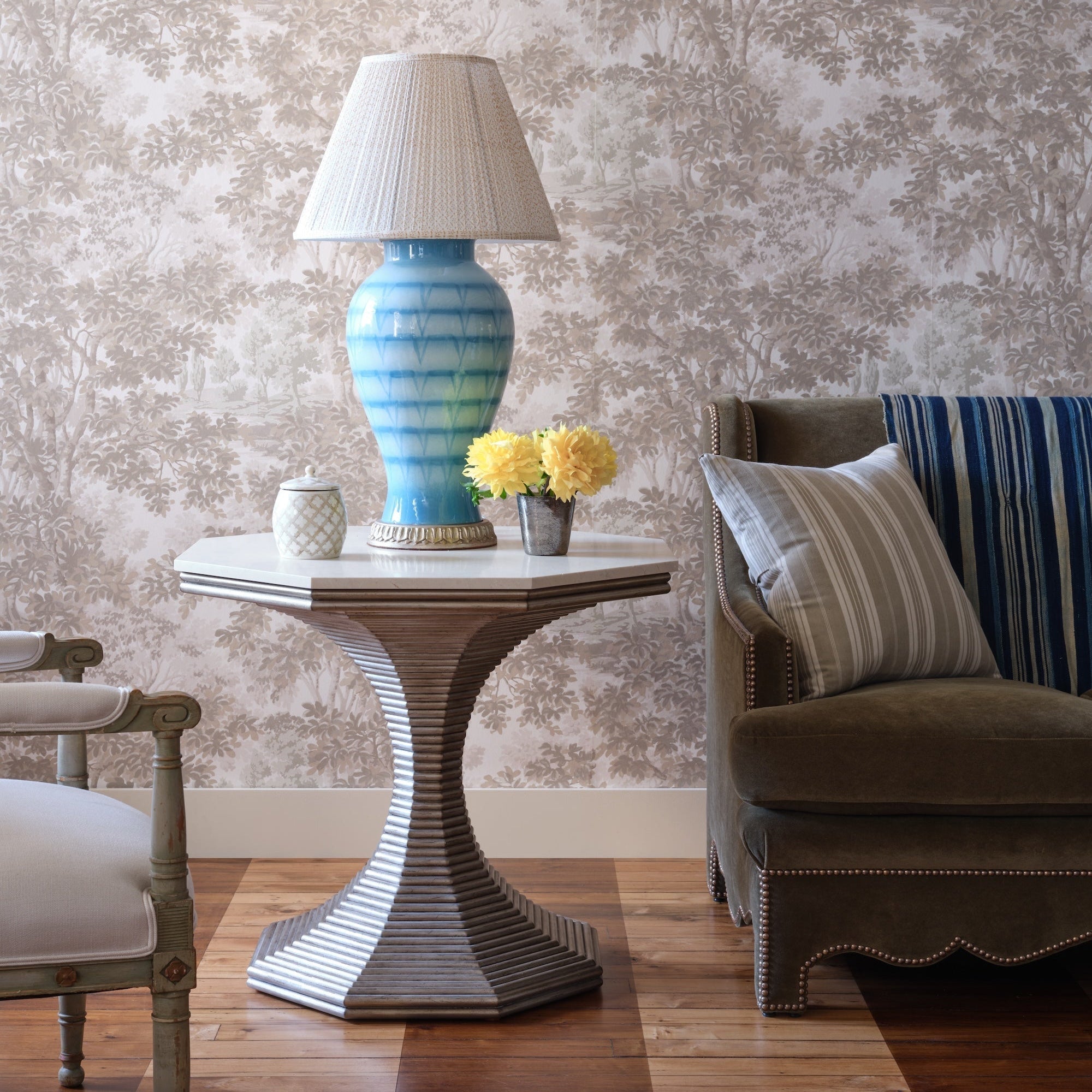 Woodland Paper Wallpaper (Stone) - Bunny Williams for Lee Jofa