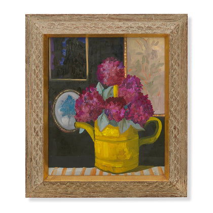 Lilacs in a Yellow Watering Can by John Funt, 2023 (23" x 20.25")