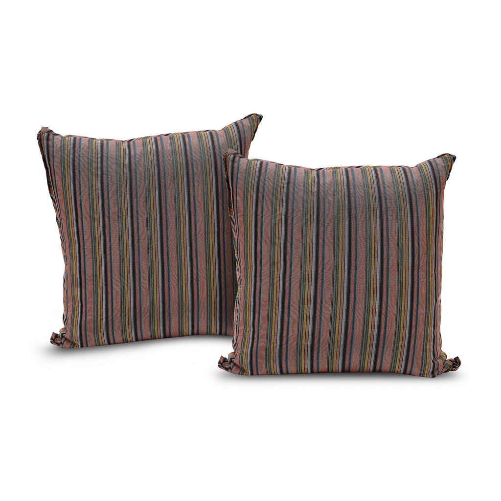 vintage robert kime silk multi-stripe pillow
