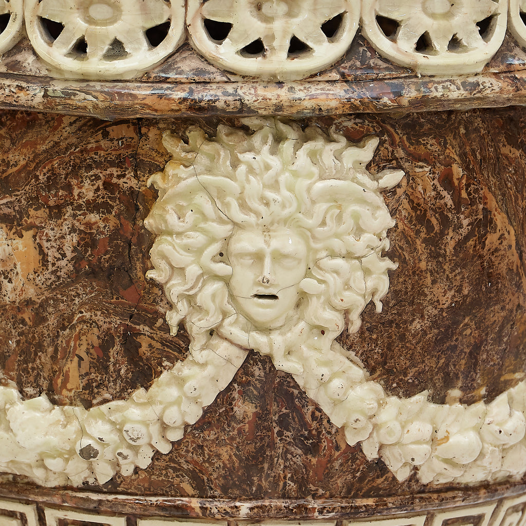 3 Piece Antique Italian Ceramic Urn, 41