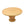 Round wooden table with wicker base on a white background