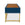 Rectangular table with blue top and gold legs on a white background