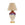 Decorative table lamp with a colorful base and beige shade on a white background