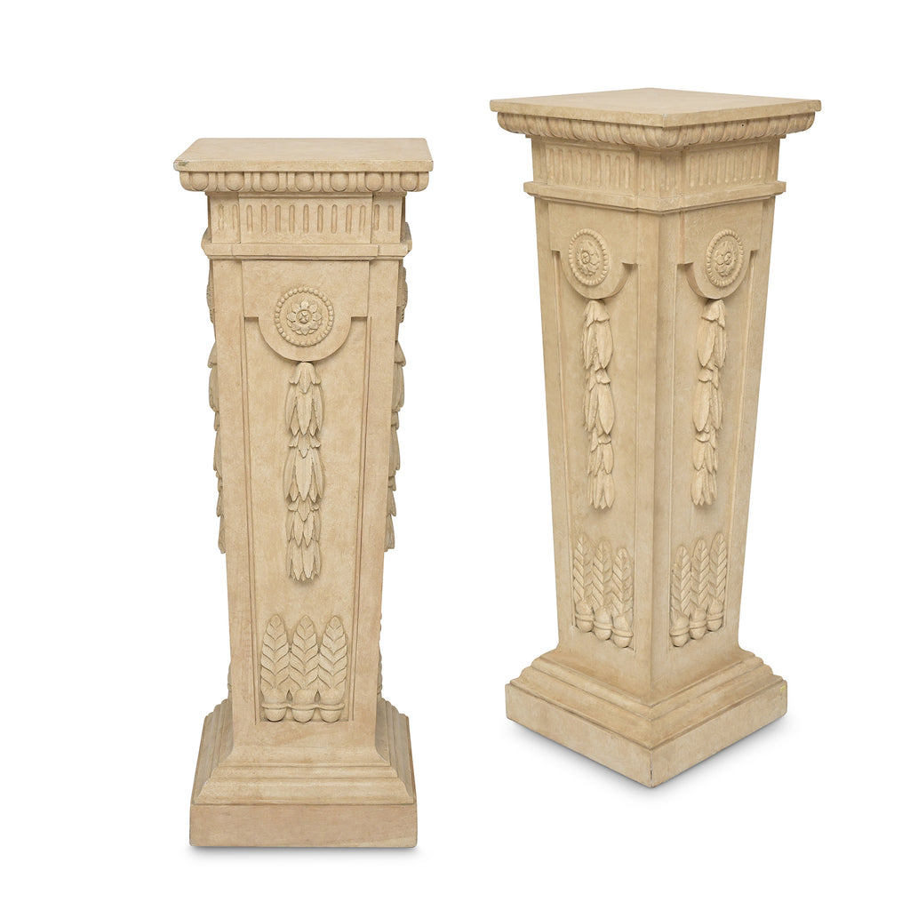 adam style large painted pedestals (pair)
