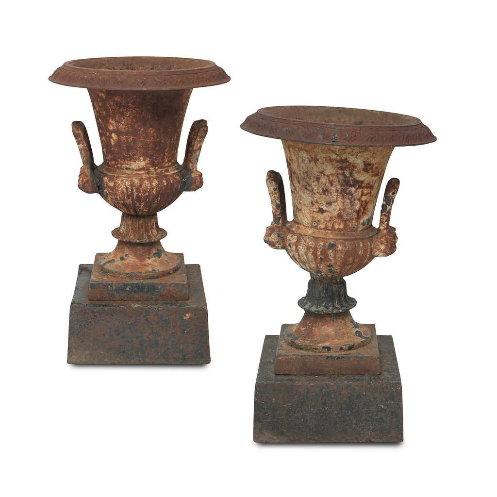 victorian iron urn planters (pair)