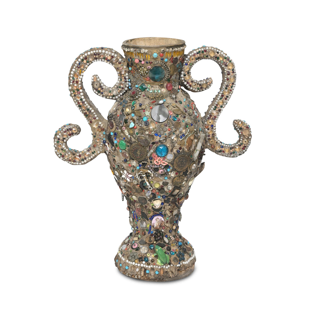 a front view of the second folk art memory vase