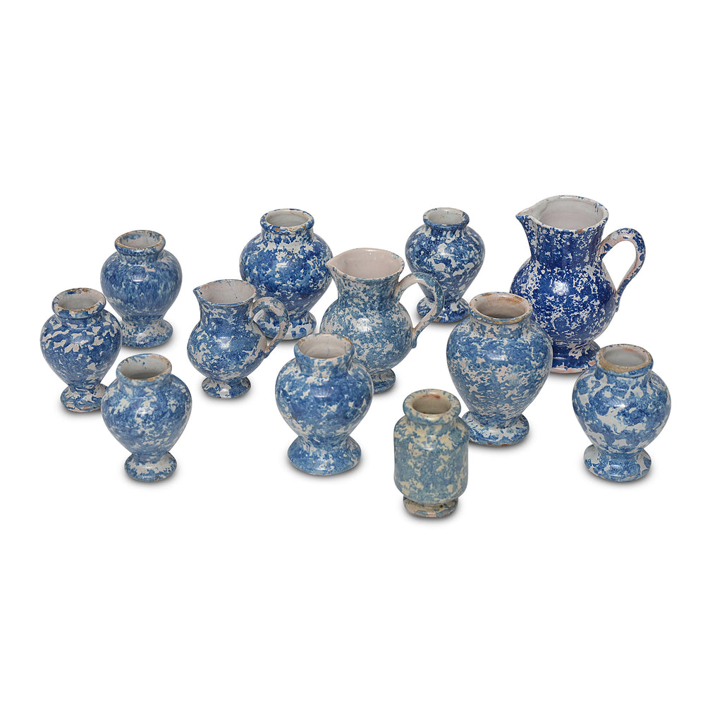 blue-and-white spatter vessels (set of 12)