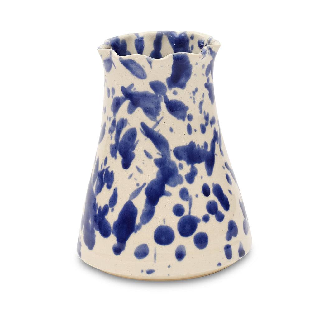 8 inch tall ivory and blue narrow mouth carafe vase by matin malikzada for bunny williams home