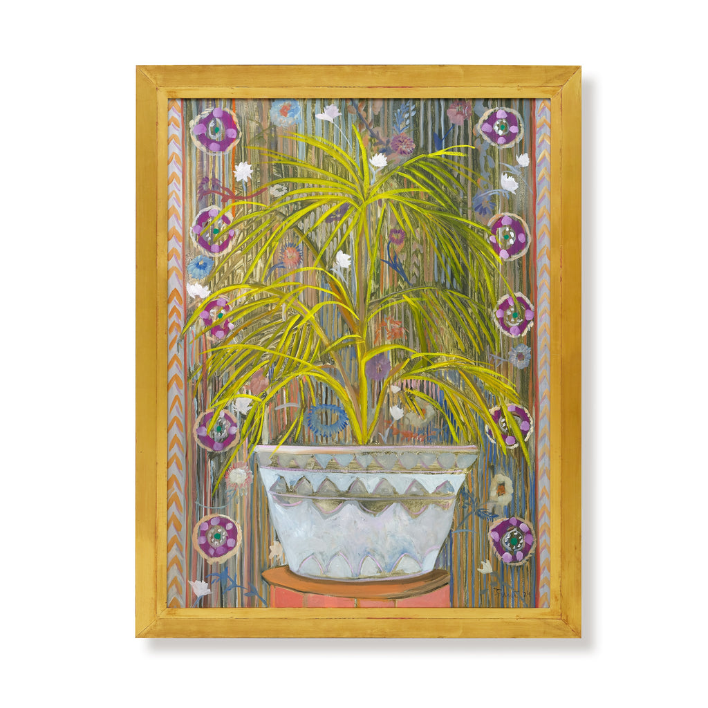 palm and jewelled embroidery by john funt, 2024 (43" x 34")