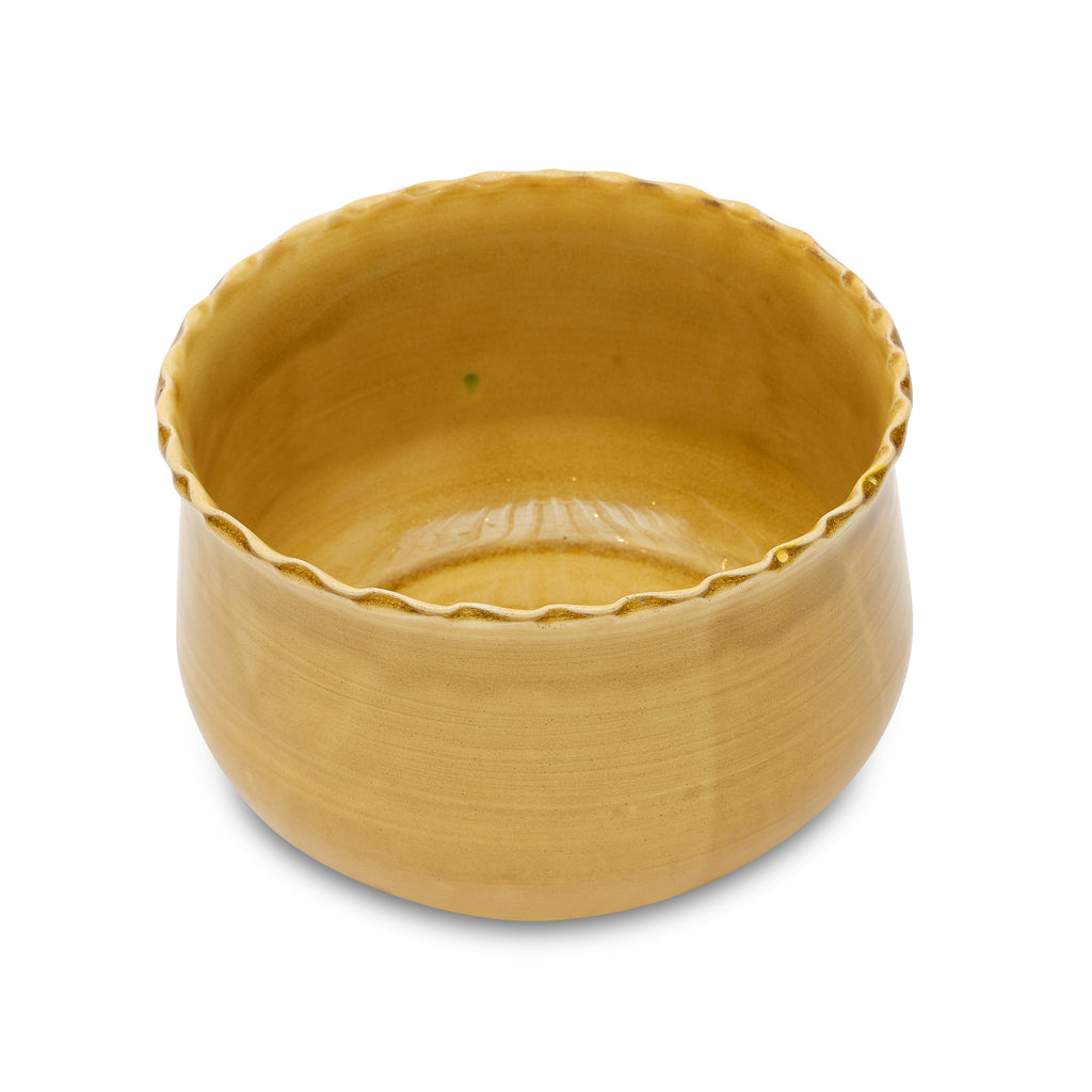 gold scalloped edge cachepot by matin malikzada for bunny williams home