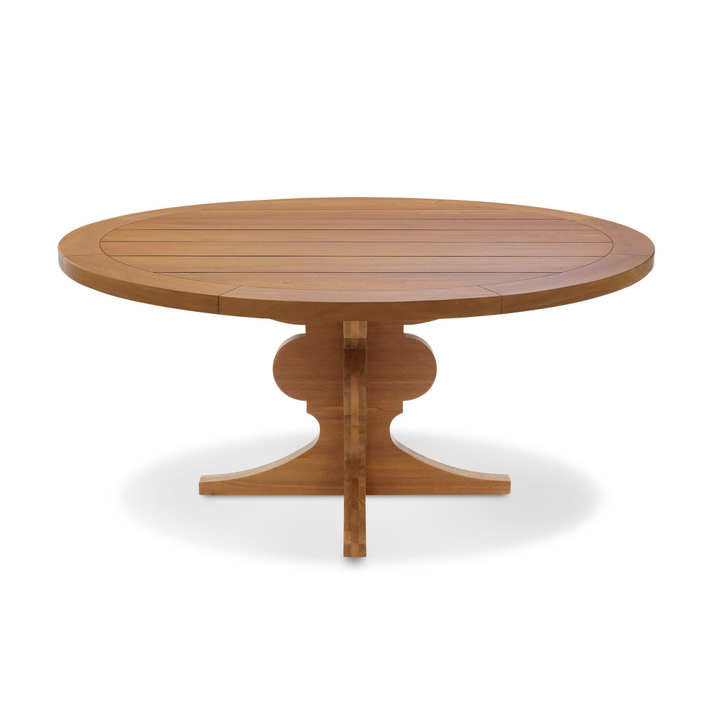 silhouette dining table made with sustainably sourced teak by bunny williams home