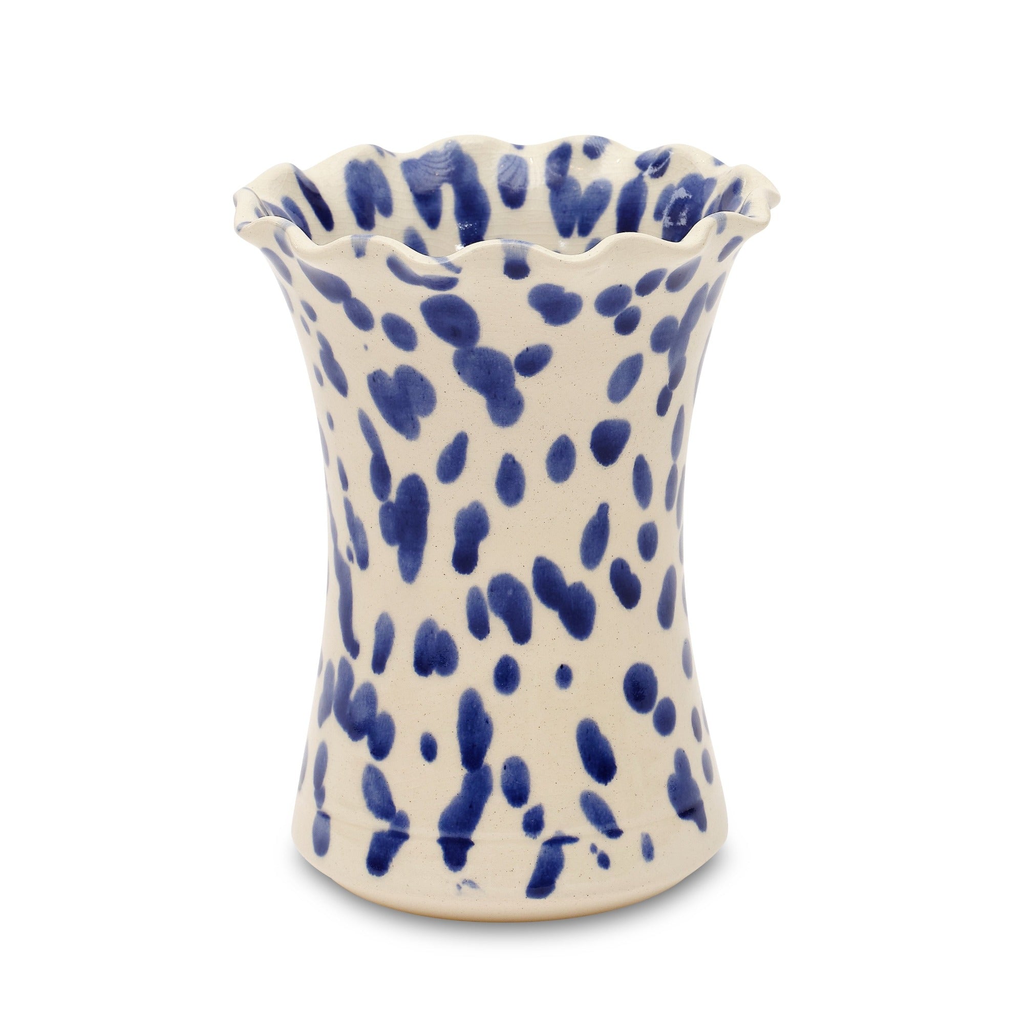 Wide Mouth Carafe Vase (Ivory/Blue - 8