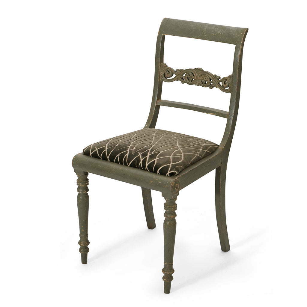 19th century grey-green painted side chairs (set of 4)