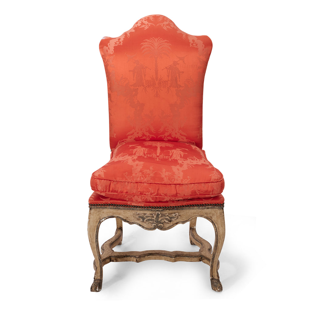 baroque style chairs with chinoiserie upholstery (pair)