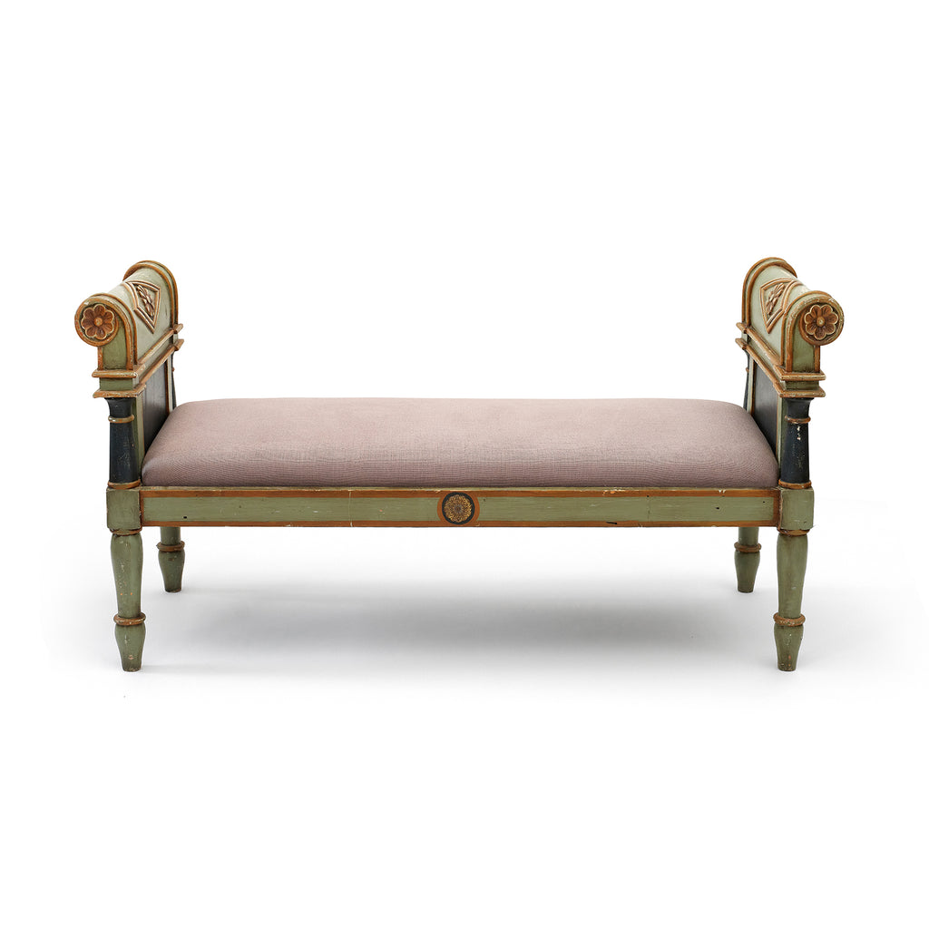 painted polychrome  bench with neoclassical details