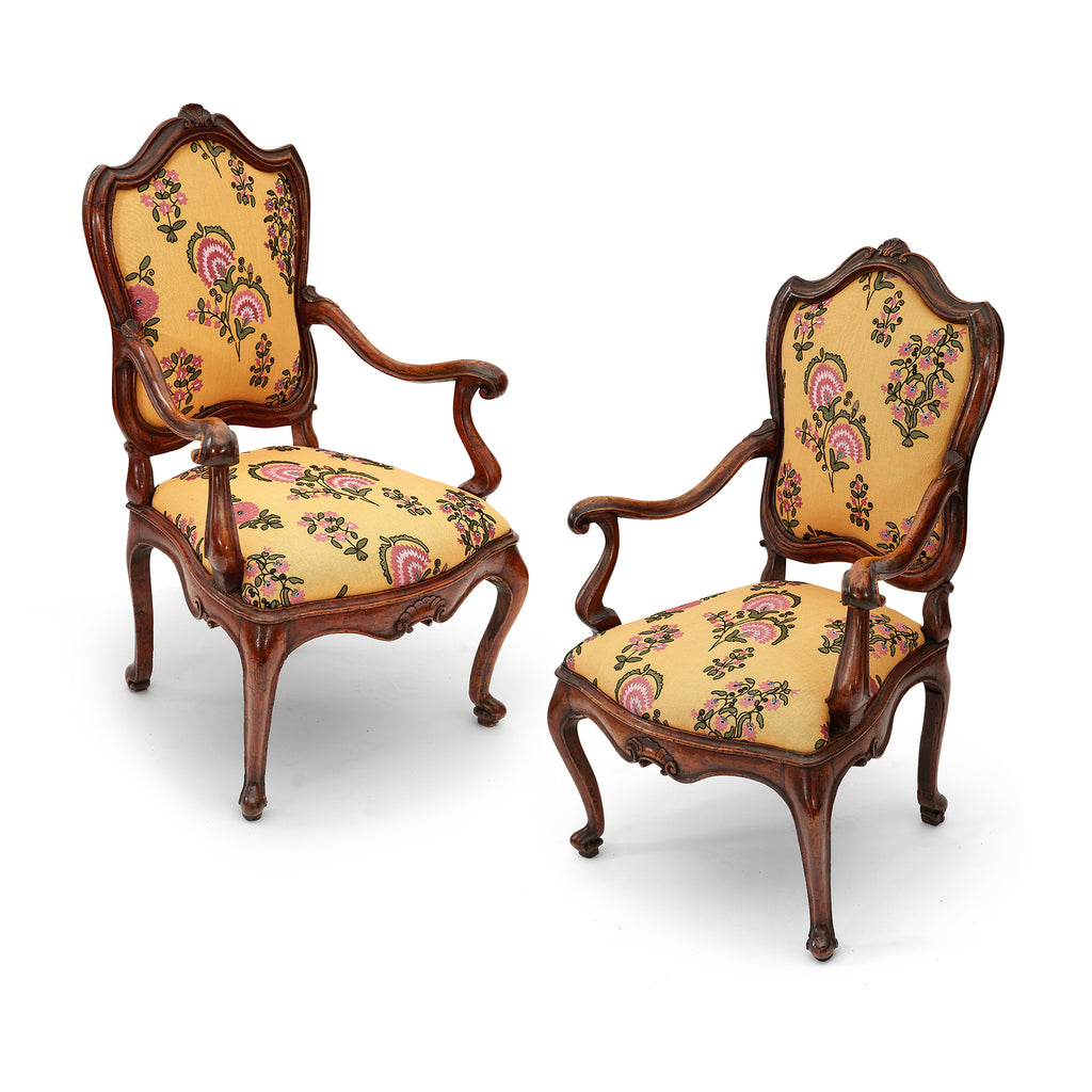 venetian style open armchairs (pair)