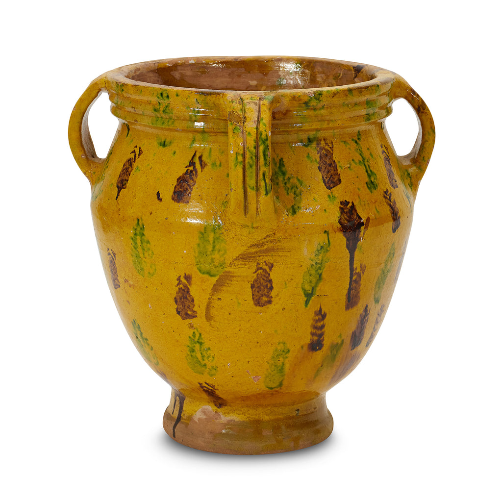 wide marigold terracotta pot