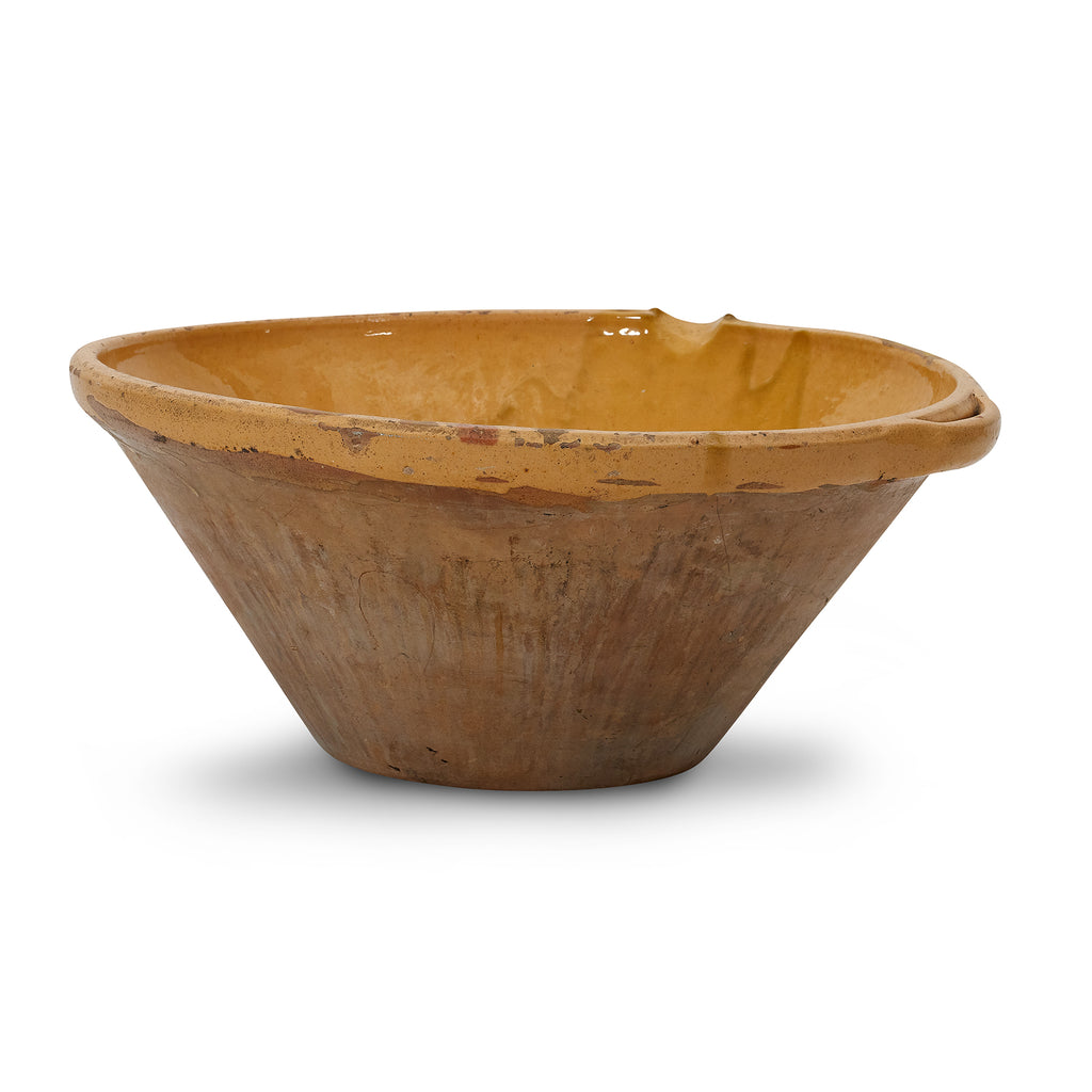 antique french glazed terracotta confit bowl