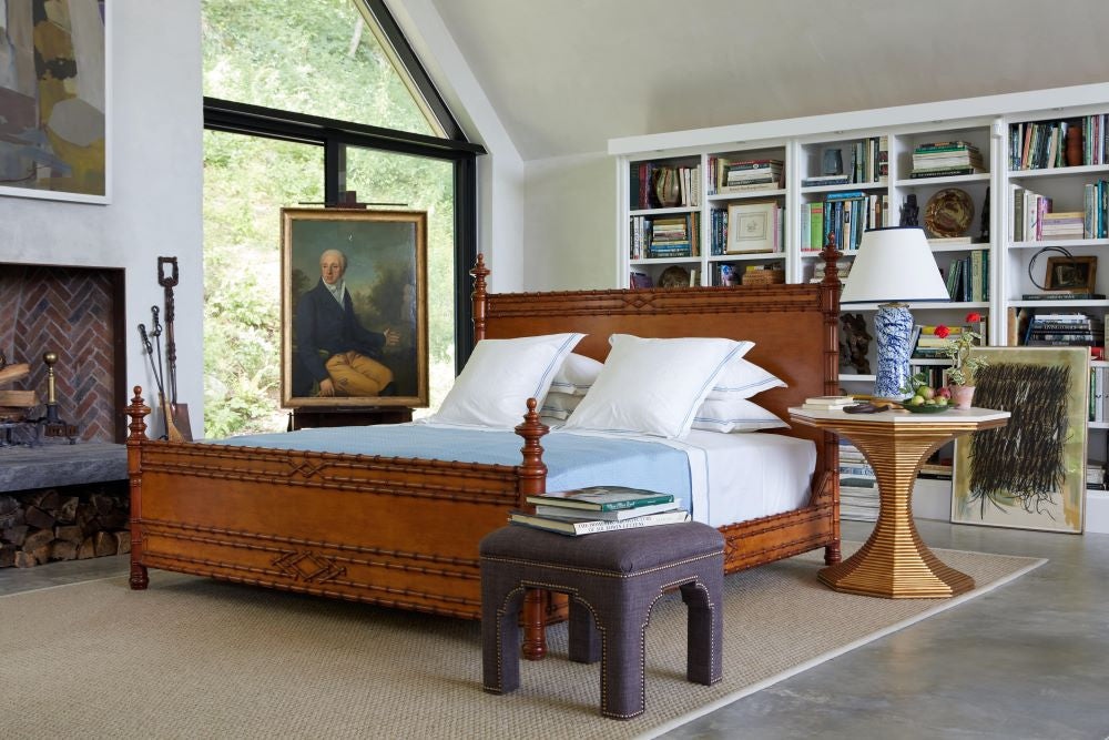 bamboo bed shown in bunny williams' studio
