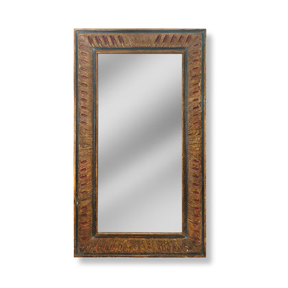 Large 19th Century Carved Wooden Frame Mirror (42" X 72")