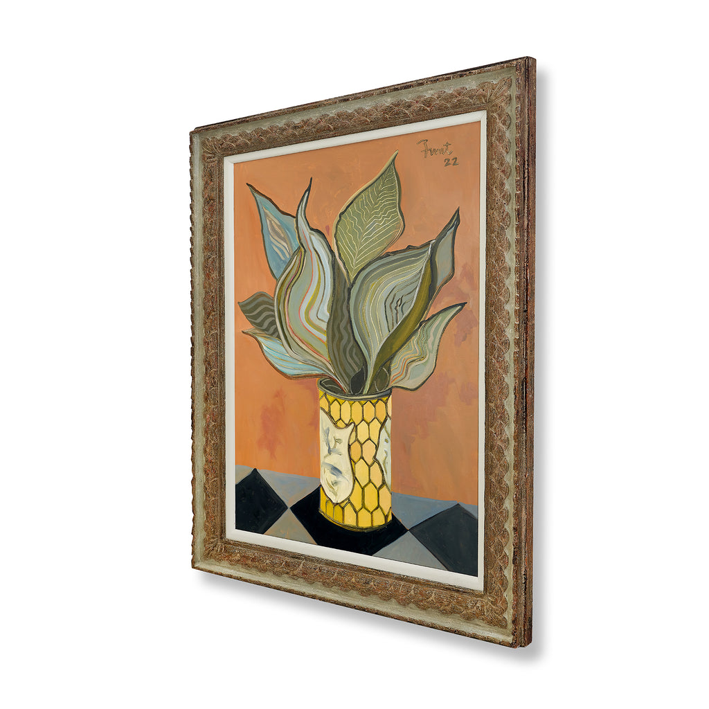 hosta in a yellow vase by john funt, 2022 (48" x 36")