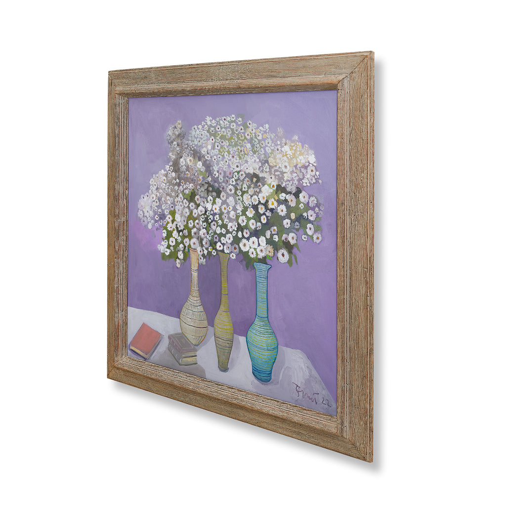 asters in three vases by john funt, 2022 (36" x 36")
