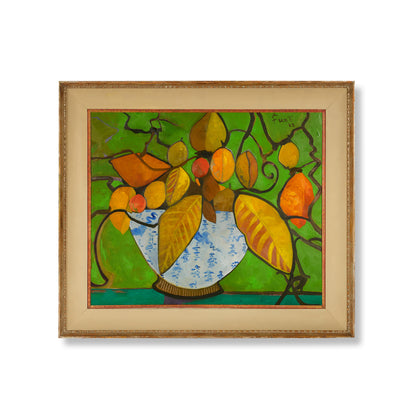 Oranges & Yellow Leaves by John Funt, 2022 (32” x 37”)