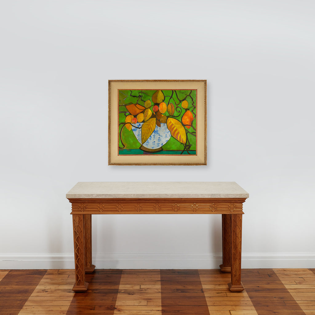 oranges & yellow leaves by john funt, 2022 (32” x 37”)