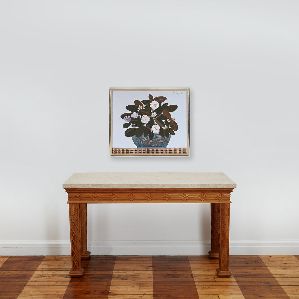 rhododendron in a chinese bowl by john funt, 2021 (27.5" x 32.5")