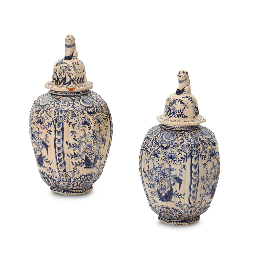 20th century italian blue-and-white jars (pair)